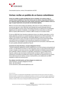 Verisec recibe un pedido de un banco colombiano