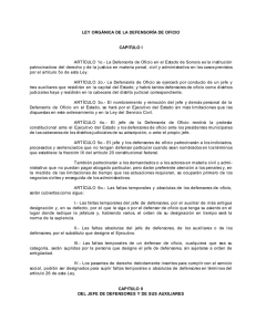 LEY ORGÁNICA DE LA DEFENSORÍA DE OFICIO CAPITULO I
