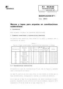 N I   50.20.02 Marcos y tapas para arquetas en canalizaciones