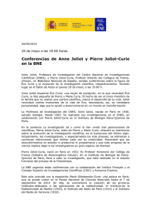 Conferencias de Anne Joliot y Pierre Joliot