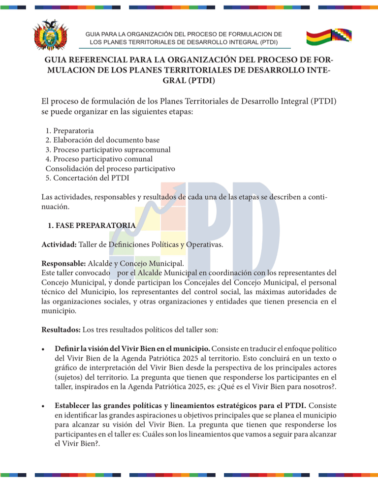 GUIA REFERENCIAL PARA LA ORGANIZACIÓN DEL PROCESO