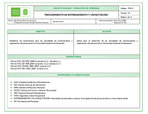 PROCEDIMIENTO DE ENTRENAMIENTO Y CAPACITACIÓN