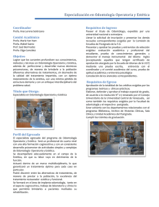 Especialización en Odontología Operatoria y Estética
