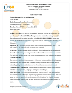 ACTIVITY GUIDE Course: Language Forms and Functions