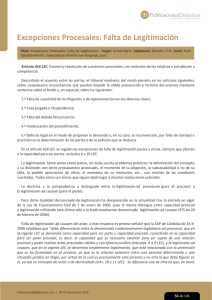 Excepciones Procesales: Falta de Legitimación