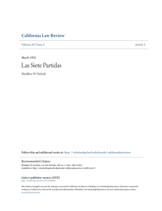 Las Siete Partidas - Berkeley Law Scholarship Repository
