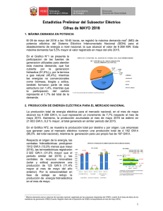 Estadística Preliminar del Subsector Electricidad: Cifras de Mayo 2016