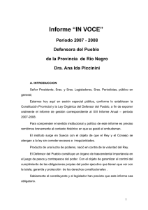 Informe “IN VOCE” - Defensoría del Pueblo de Río Negro