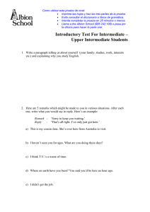 Introductory Test For Intermediate – Upper