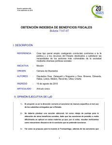 OBTENCIÓN INDEBIDA DE BENEFICIOS FISCALES Boletín 7147-07