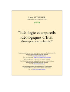 ALTHUSSER : “Idéologie et appareils idéologiques d`État. (Notes