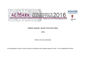 PREMIO AEMARK MEJOR TESIS DOCTORAL 2016