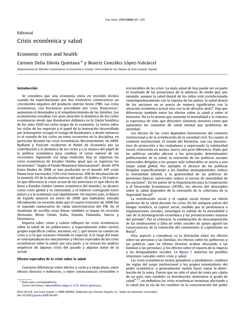 Crisis Economica Y Salud Article In Press