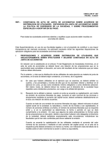 REF.: CONSTANCIA EN ACTA DE JUNTA DE ACCIONISTAS