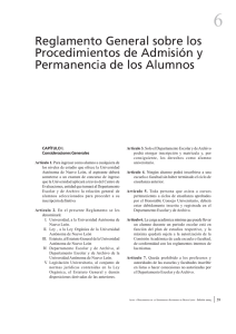 Reglamento General sobre los Procedimientos de Admisión y