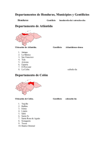 Departamentos de Honduras, Municipios y Gentilicios