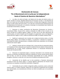 1 Declaración de Caracas “En el Bicentenario de la Lucha por la