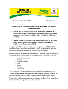 Noveno título consecutivo para INDER Medellín en Juegos