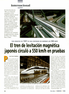 El tren de levitación magnética japonés circuló a 550