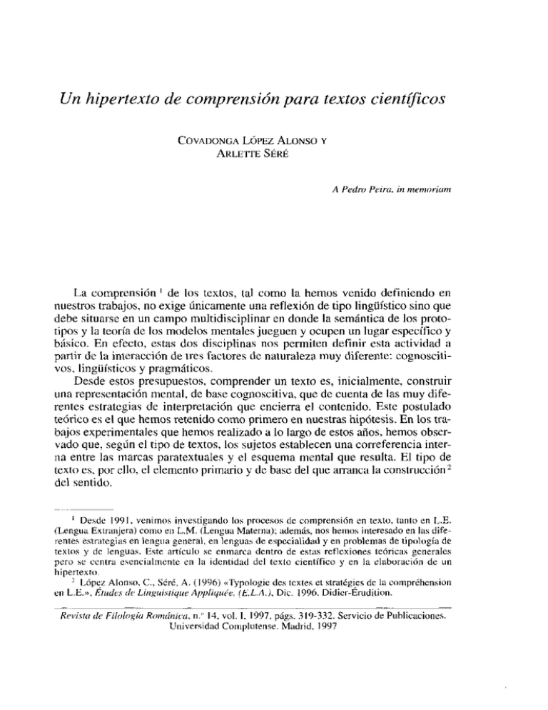 Un hipertexto de comprensión para textos cientj ficos