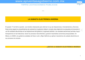 la subasta electrónica inversa - API, Licitaciones en Mexico