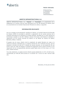 ABERTIS INFRAESTRUCTURAS, S.A INFORMACIÓN RELEVANTE