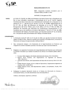 MAT.: Designación Comisión Evaluadora para la Licitación Pública