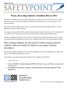 Waste, Recycling Industry Fatalities Rise in 2013 Most of these