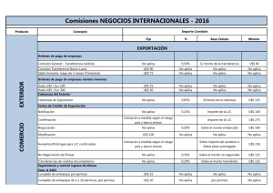 Comisiones NEGOCIOS INTERNACIONALES - 2016