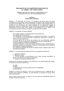 Reglamento de los cementerios municipales "El Carmen" y "Puente