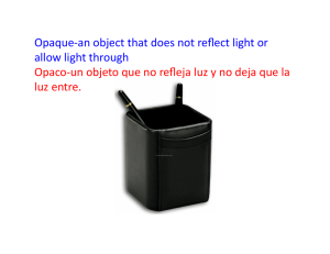Opaque-‐an object that does not reflect light or allow light through