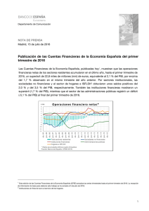 Publicación de las Cuentas Financieras de la Economía Española