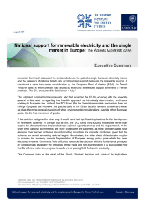 National support for renewable electricity and the single market in