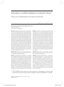 Intimidad y confidencialidad en la relación clínica*