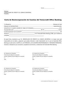 Carta de Desincorporación de Cuentas del Venecredit Office Banking