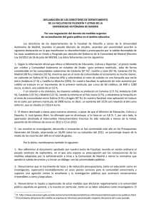 DECLARACIÓN DE LOS DIRECTORES DE DEPARTAMENTO FyL
