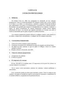 CAPITULO IX CONTRATOS PREPARATORIOS 1. Definición El