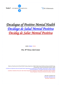 Decalogue of Positive Mental Health Decálogo de Salud Mental