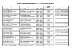 Courses for Erasmus students (B2 level of Spanish is required)