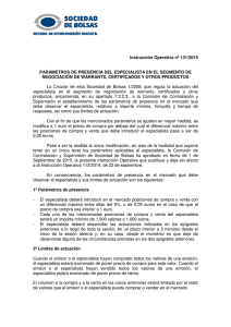 Instrucción Operativa nº 131/2015 PARÁMETROS DE PRESENCIA