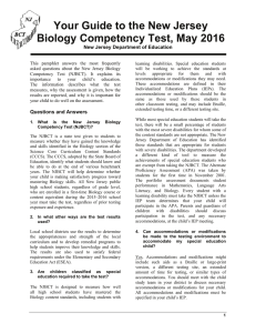 Your Guide to the New Jersey Biology Competency Test, May 2016