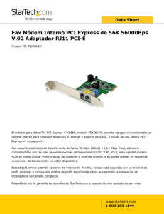 Fax Módem Interno PCI Express de 56K 56000Bps