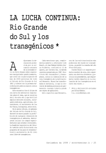 LA LUCHA CONTINUA: Rio Grande do Sul y los transgénicos *
