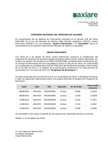 Fecha Valor ISIN Operación Nº. de títulos Precio medio (€/acción