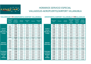 Horarios Aeropuerto Villanubla