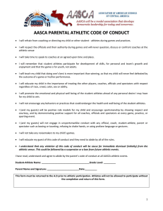 AASCA PARENTAL ATHLETIC CODE OF CONDUCT