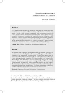 La estructura hermenéutica de la experiencia en Gadamer