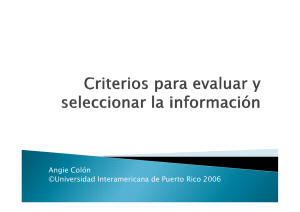 Criterios para evaluar y seleccionar la información