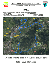1 Vuelta circuito largo + 4 Vueltas circuito corto Total: 50,2 Kilómetros