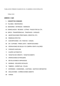 tablas de códigos usados en el cuaderno 43 de extracto